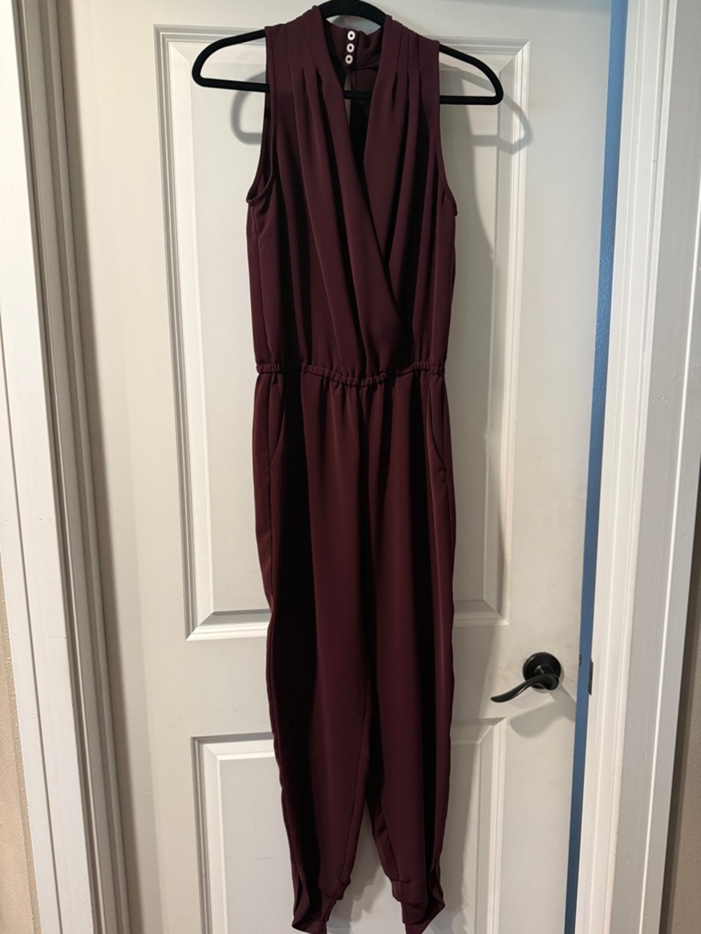 White House Black Market Sleeveless Jumpsuit in Burgundy